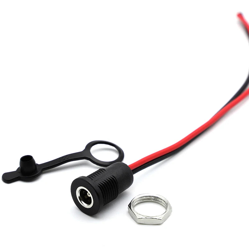 1pcs Battery DC Power plug connector DIY dc waterproof jack female socket 5.5 X 2.1 mm 5.5X2.5mm with Wire Waterproof cap