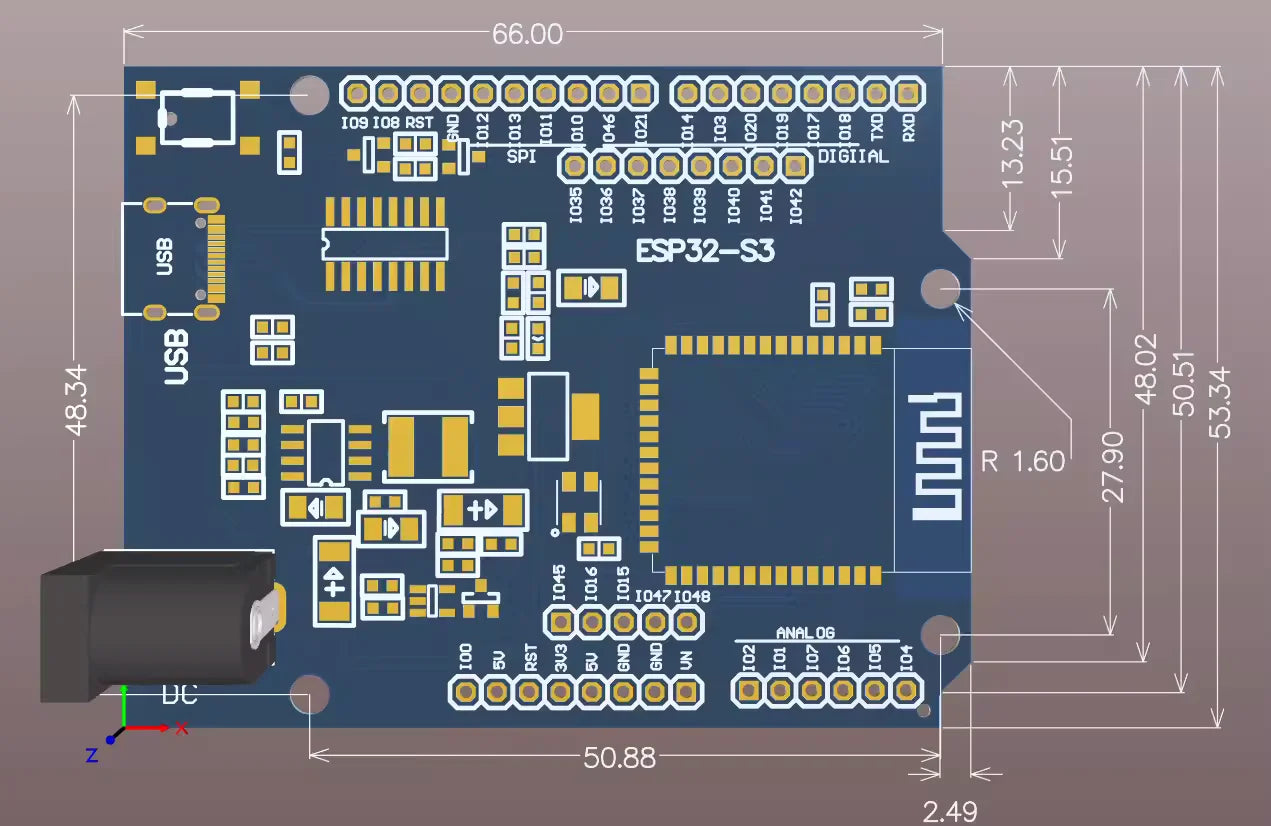 D1 R3 Board for ESP32-S3, WiFi BT-Compatible Flash N8R2 N16R8, CH340 Wireless Module Compatible with UNO ESP-32 Dev Board