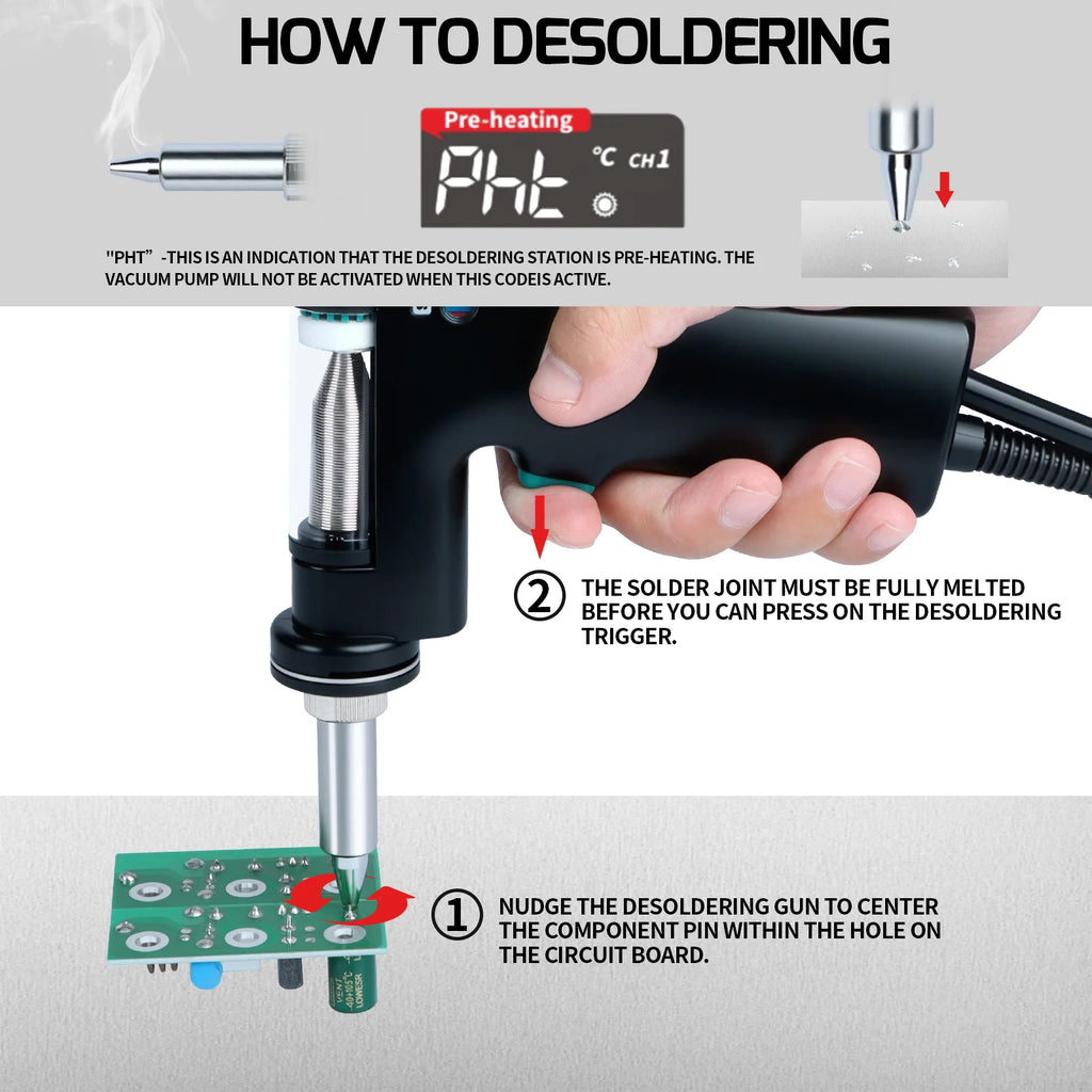 YIHUA 948-II Suction Tin Gun Desoldering Station Hot Air Gun Soldering Iron Suction Pen 4 IN 1 Intelligent Soldering Station
