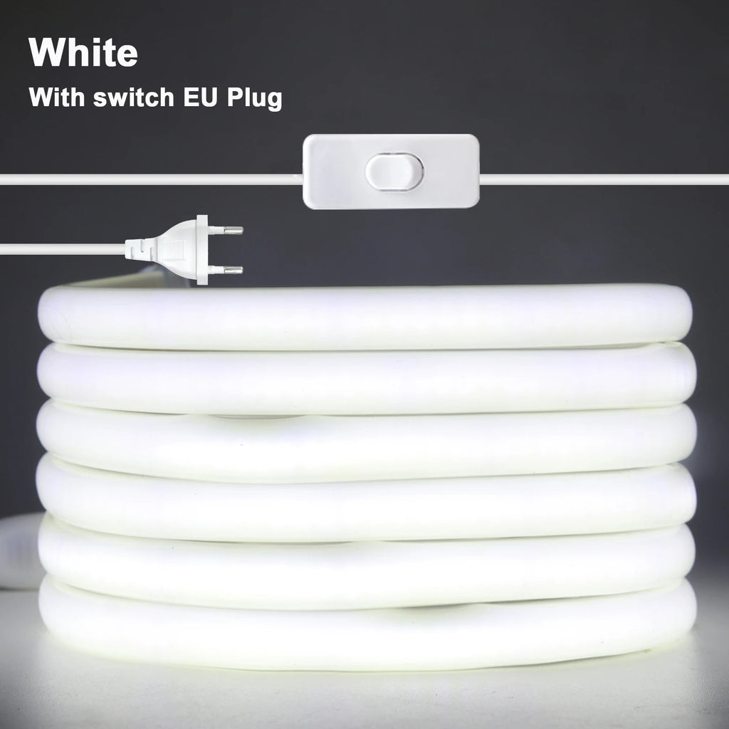 Dimmable Switch 220V COB LED Strip Neon Light Dimmer Power Kit Waterproof 3000K 4000K 6000K 288LED Kitchen Room Decor Flex Lamp