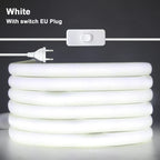 Dimmable Switch 220V COB LED Strip Neon Light Dimmer Power Kit Waterproof 3000K 4000K 6000K 288LED Kitchen Room Decor Flex Lamp