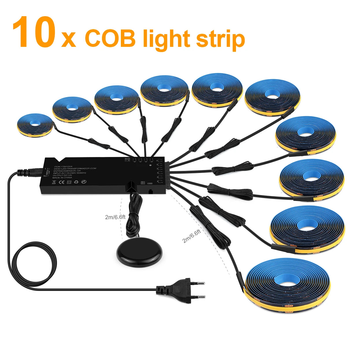 12V Acoustic Wall Panel Decor Lamp More Covert Dimmable Black PCB COB Light Strip With Touch Swtich,For TV Cabinet Backlight