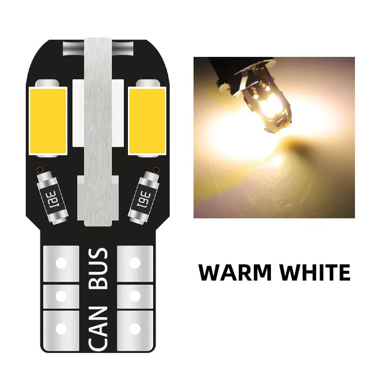 10pcs  W5W Led T10 Canbus Led Bulbs 8Pcs 5730 SMD 168 194 LED Interior Map Dome Lights Auto Clearance Light Parking Signal Lamp