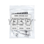 90PCS Rectifier Diode 1N4007 1N4001 1N4004 SS16 SS26 SS36 SS14 SS24 SS34 SMD Schottky Diode Assort Kit