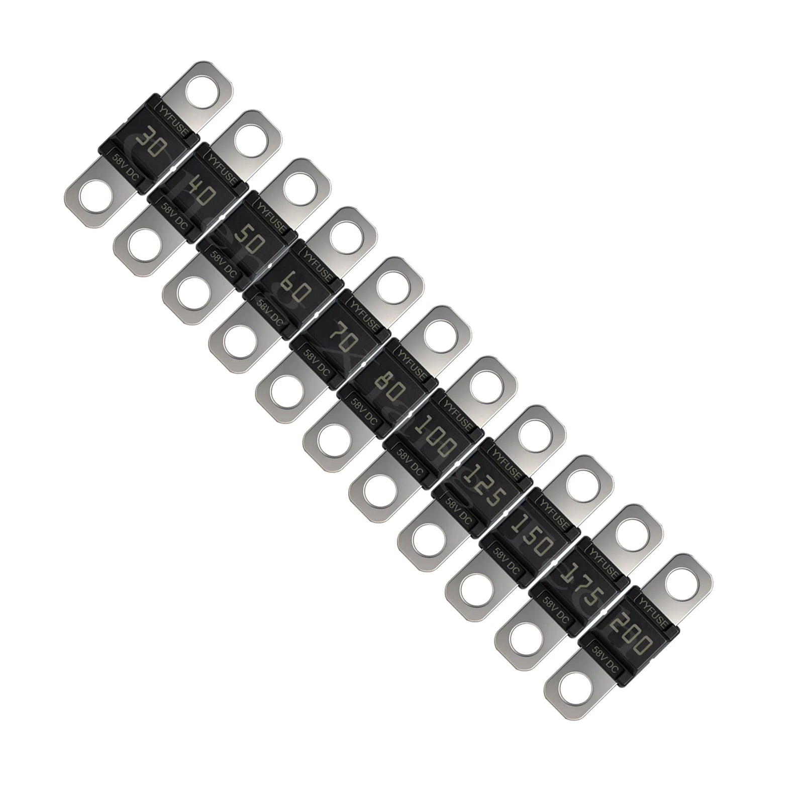 MIDI Fuse 30A-200A ANS Bolt-Down Fuse 58V Time-Delay High Current Automotive Fuses for Car Marine RV M5 Stud Bolt-On Fuse Holder