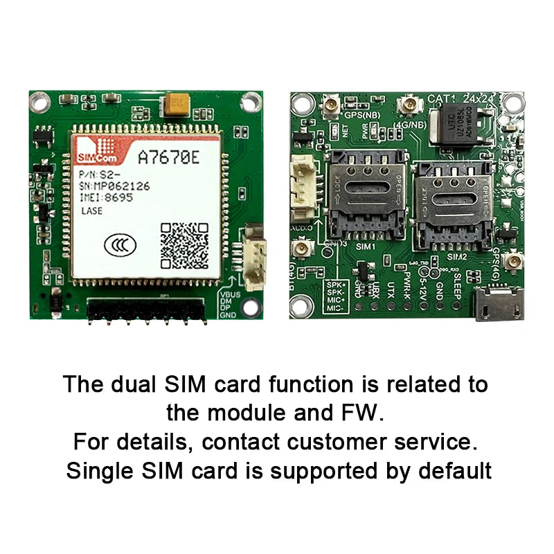 SIMCOM A7670E-LASE  4G Cat 1 with GSM GPS Module development Core Board A7670E TTL  Serial Port Mirco USB Voice