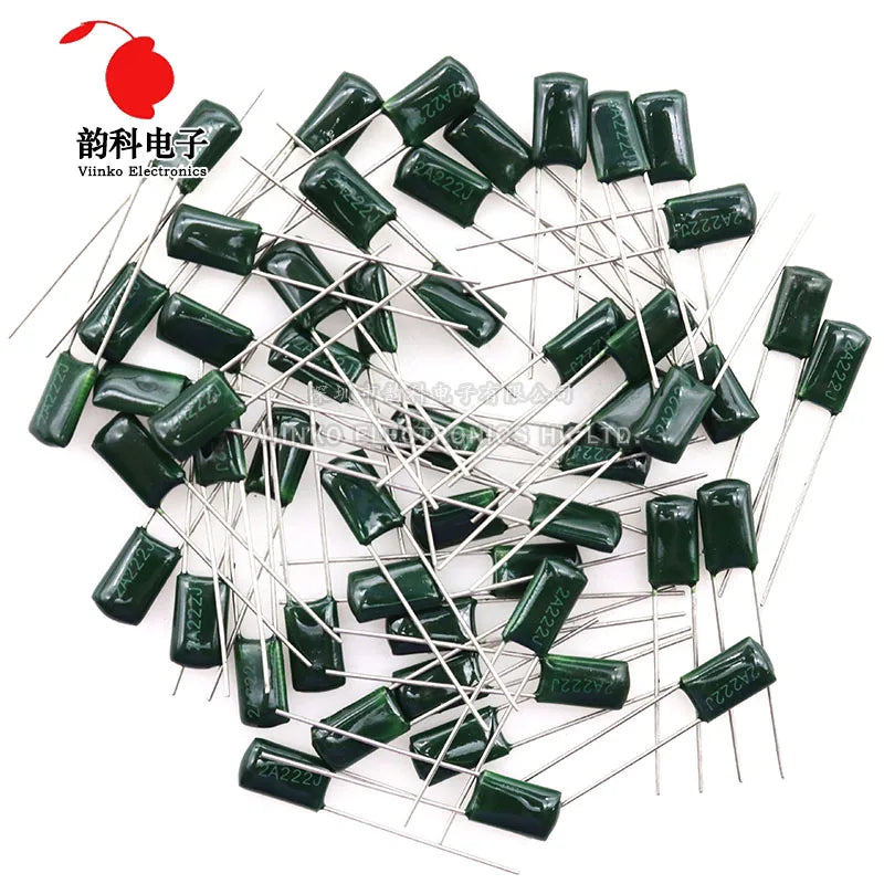50pcs Polyester film capacitor 100V 1nF 1.5nF 2.2nF 100nF 2A471J 2A102J 2A152J 2A222J 2A392J 2A332J 2A472J 2A103J 2A473J 2A104J