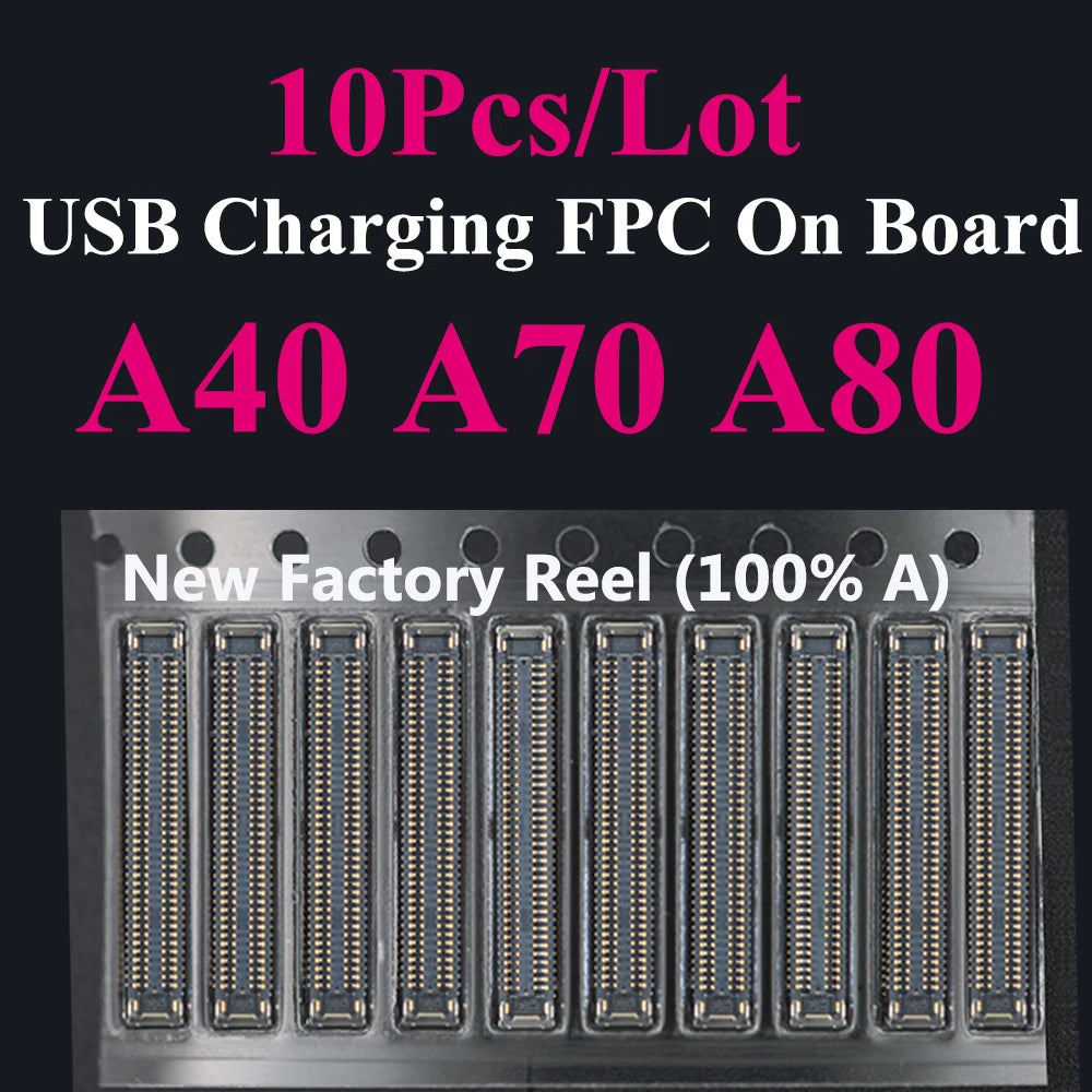 10pcs Charging FPC on MainBoard for Samsung A12 A22 A52 A55 A56 A13 A33 A34 A51 A71 A40 A80 A21S A05 A06 A07 FPC Connector Port