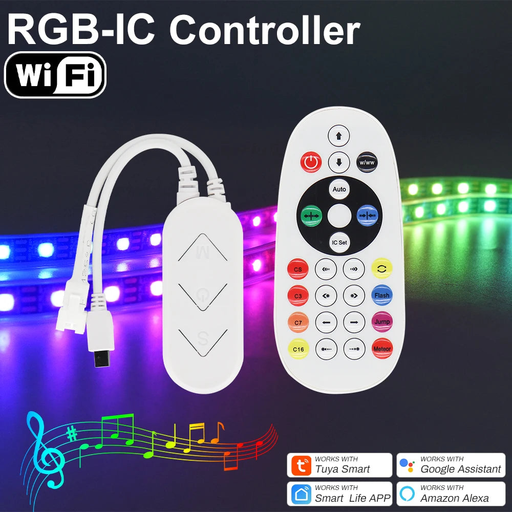 Tuya Wifi Pixel Controller for WS2811 WS2812B Addressable LED Strip Dream Color Light Wi-Fi Smart Dimmer Alexa Google Assistant