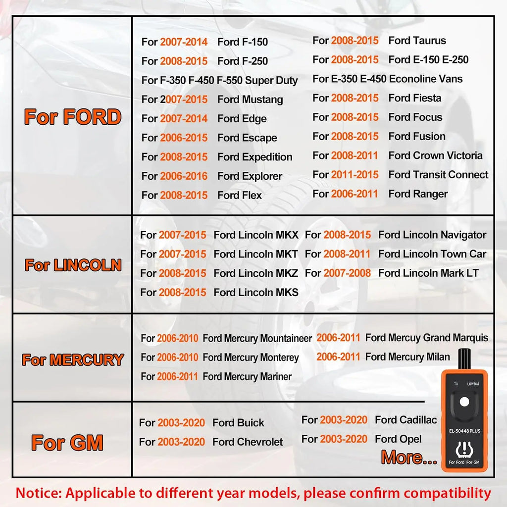 KINGBOLEN EL-50448 Plus TPMS Relearn Tool for Ford GM TPMS Relearn Tool for Ford GM Tire Pressure Monitor Sensor Reset Tool, 2 in 1 Relearn Tool for F150 Lincoln Buick Cadillac