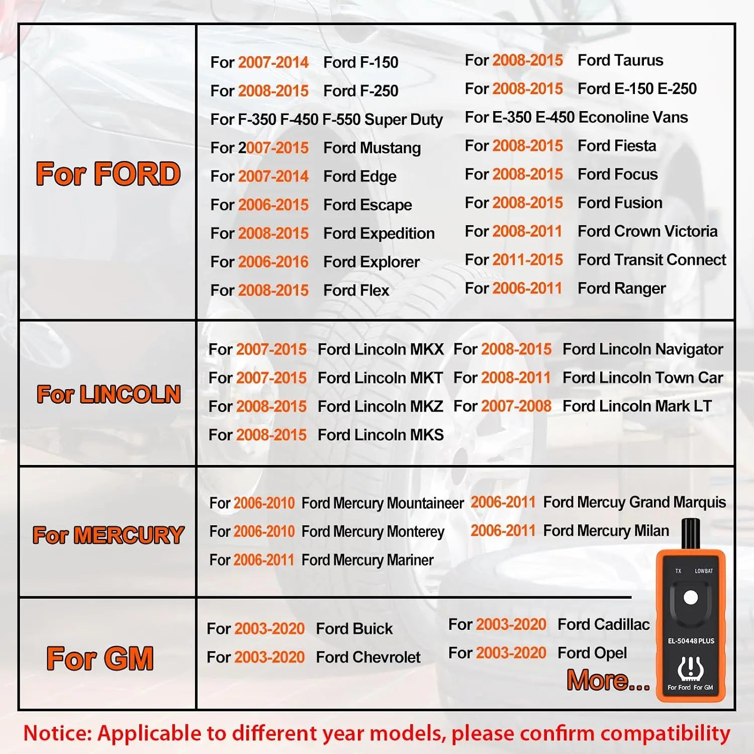 KINGBOLEN EL-50448 Plus TPMS Relearn Tool for Ford GM TPMS Relearn Tool for Ford GM Tire Pressure Monitor Sensor Reset Tool, 2 in 1 Relearn Tool for F150 Lincoln Buick Cadillac