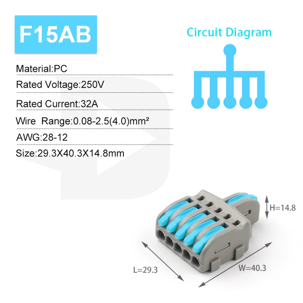 10/100PCS Electrical Cable Connector 1 in Multiple out Quick Wire Terminal Block 2/3/4/5Pin Push in Lever Connectors 0.08-4.0mm2
