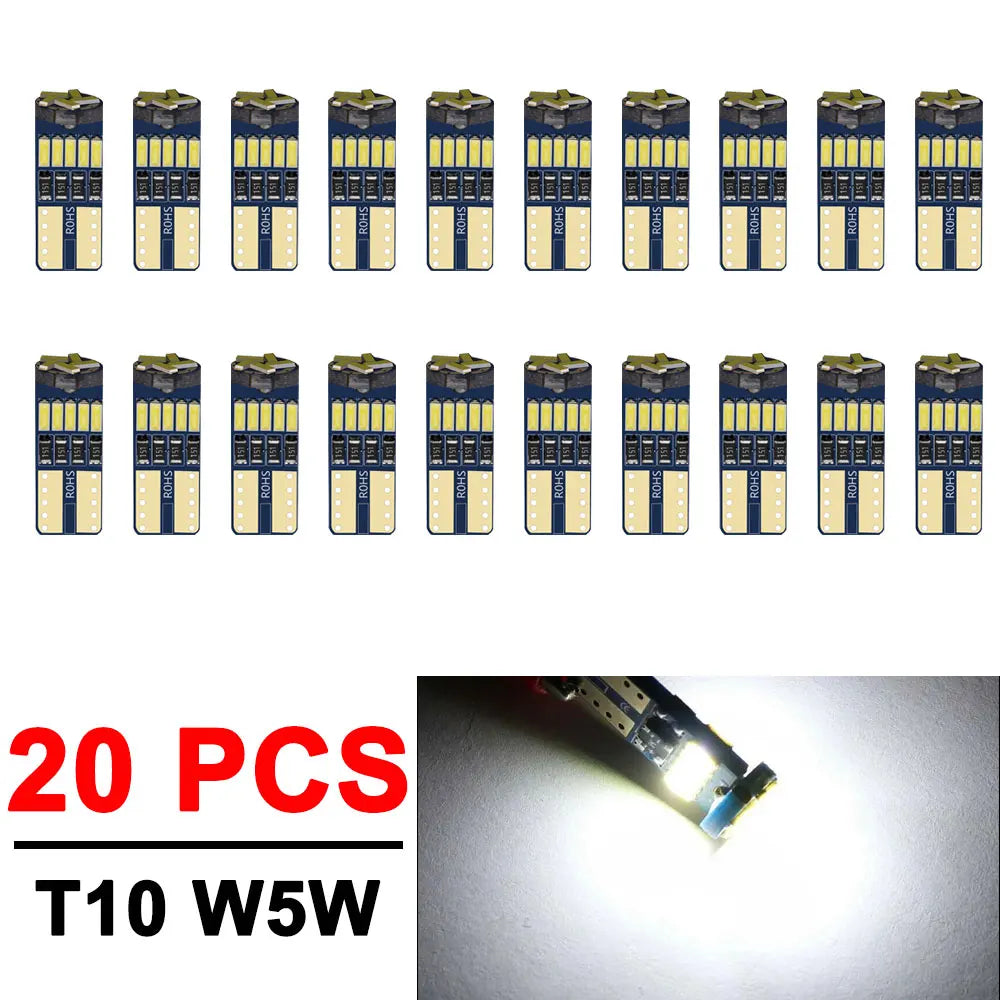 2/4/10/50 PCS T10 W5W LED Bulb CANBUS 12V 4014-15SMD 6500K White Car Interior Dome Door Courtesy  Glove Box License Plate Lights
