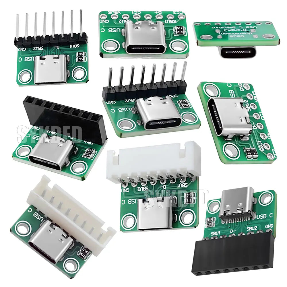 USB 3.1 Type C Connector 16 Pins Type-C Female Socket Receptacle Adapter Type-C 16Pin Adapter Board 8pin 512  Dual Resistor 5.1K