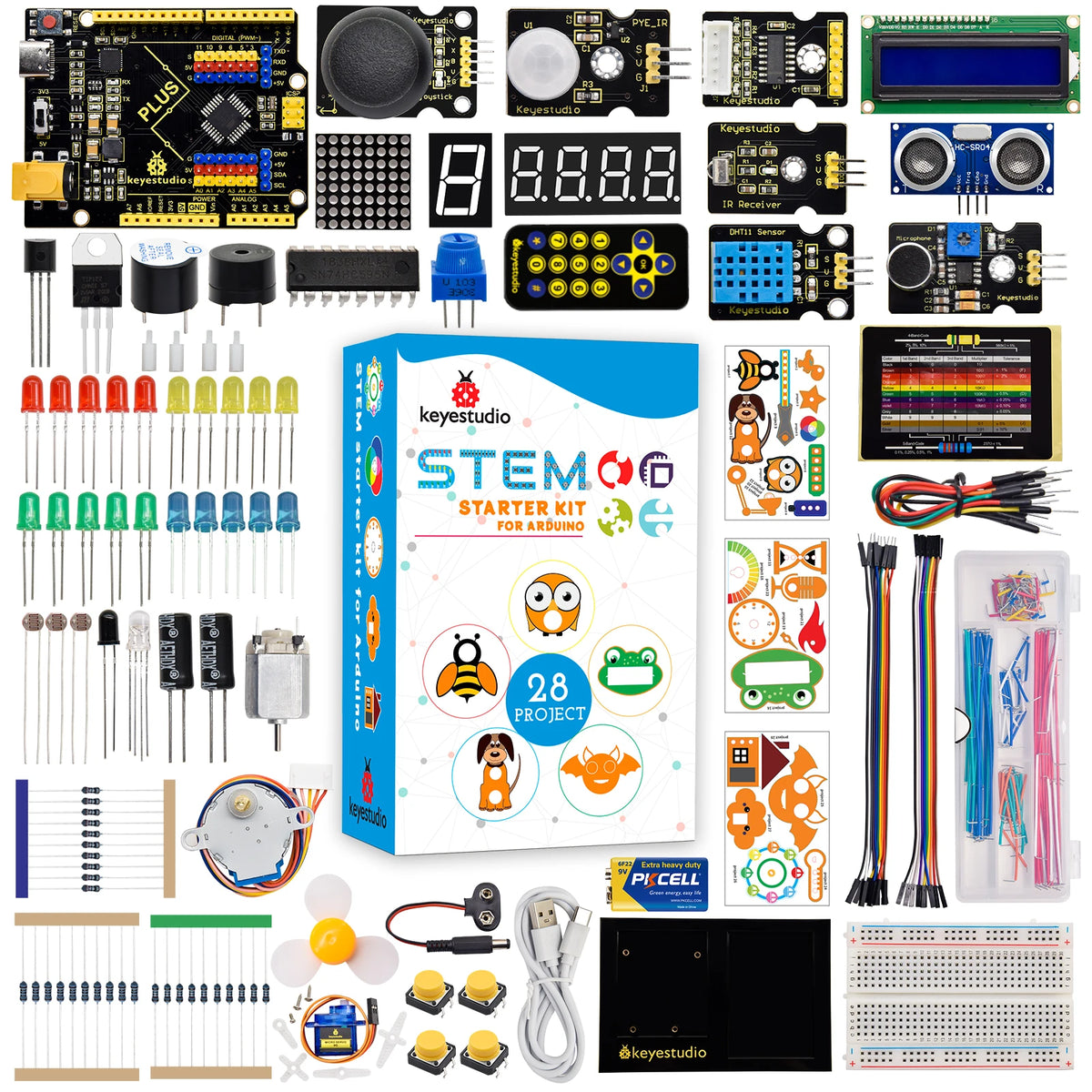 KEYESTUDIO PlusUNO Projects Starter Kit for Arduino Starter Kit Electronic DIY Programming Educational STEM Kit+28 Projects