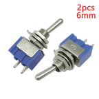 2PCS MTS-101/102/103/202/203 Toggle Switch 6mm Dark Blue 2/3Position 2/3/6Pin ON-ON/ON-OFF/ON-FFF-ON 6A 125VAC Arm Rocker Switch