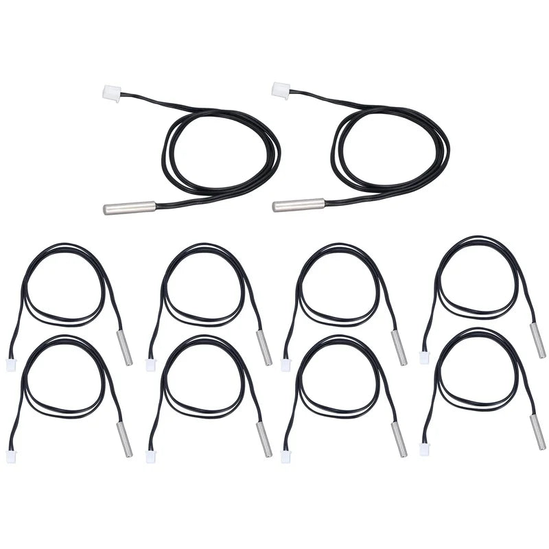 10Pcs Temperature Sensor Probe NTC Thermistor Temp Transducer 5x25mm Cylindrical Head 500mm10K B3435