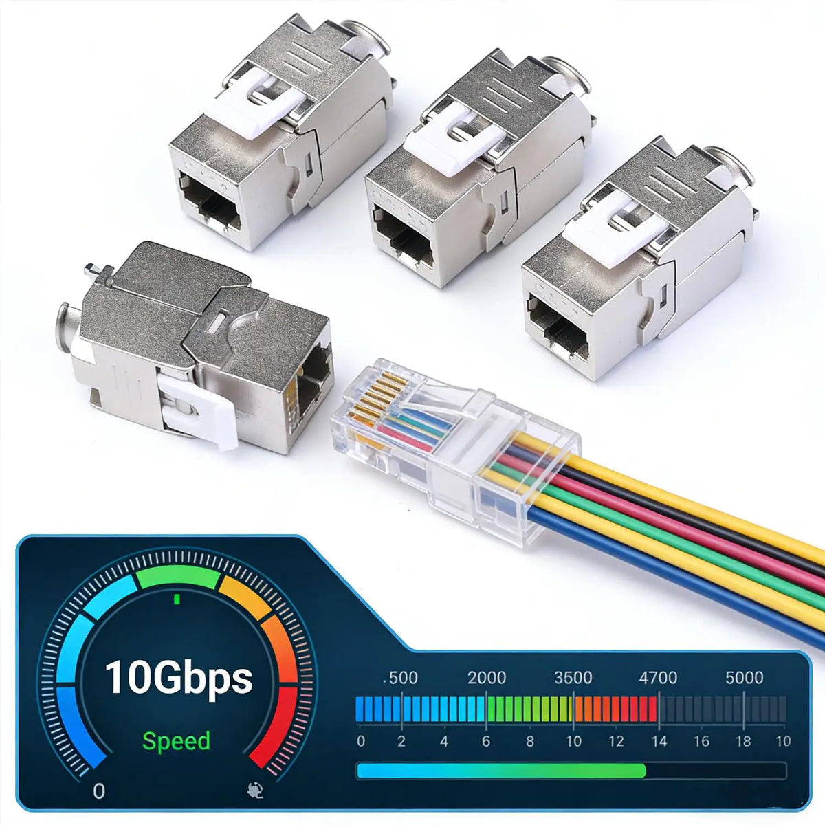 Metal Cat7 6 Cat6A Keystone Jack Connector Module RJ45 Shielded Network Cable Conector For Networking Wire Ethernet Lan Cable