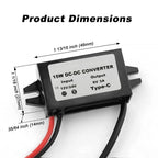DC-DC 12V/24V to 5V Converter Buck Module Power Adapter USB-A Female/C Type/Dual USB/Open Wire Connector Waterproof Dustproof