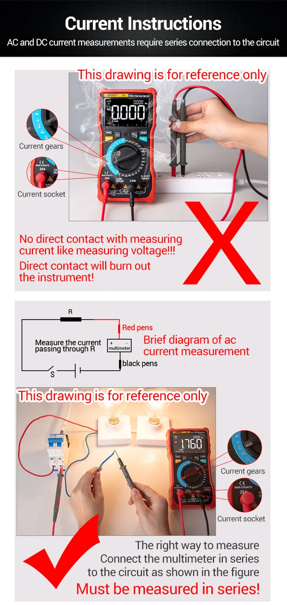 ANENG SZ06 Multimeter 2000 Diode Ohm Professional Smart Mini Multimetro Counts Digital AC/DC Voltage DC Current Tester Tools