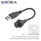 Type-C 3.0 IP67 Waterproof Connector Straight/Angled Male to Male/USB Adapter Molded Cable 0.5/1/2M Fast Charging 10Gbps PD 60W