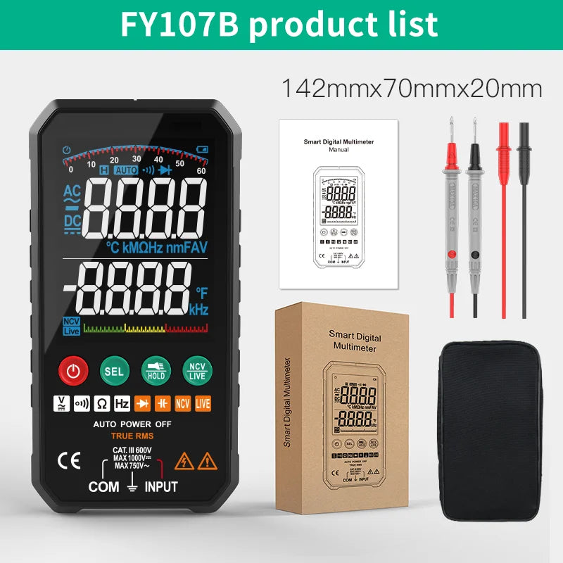MASTFUYI Auto-Ranging Digital Multimeter High Precision 6000 Counts True RMS Tester Capacitance Ohm Hz Test Electrician Tools
