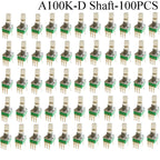 100PCS RK097 Precision Linear Potentiometer Vertical Single Link Shank 15mm D axis B2K B10K B20K B50K B100K B500K B1M