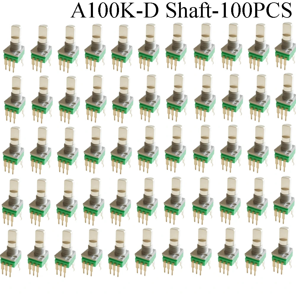100PCS RK097 Precision Linear Potentiometer Vertical Single Link Shank 15mm D axis B2K B10K B20K B50K B100K B500K B1M