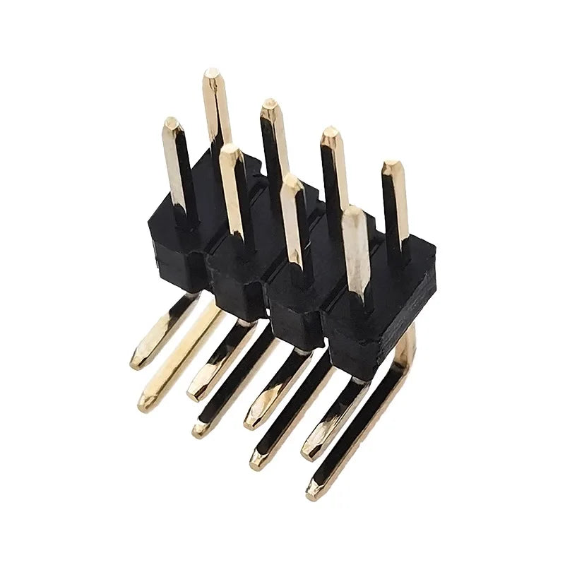 2.54mm Right Angle 2*3/4/5/6/8/10/40P Double Row R1 B6mm 0.1" Gold High Temp Reflow Male Brass Pin Header Strip PCB RA Connector