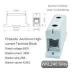 Aluminum Distribution Block Din Rail Mounting WKL 50/95/150/240 mm² Cable Power Connector Terminal Block Box