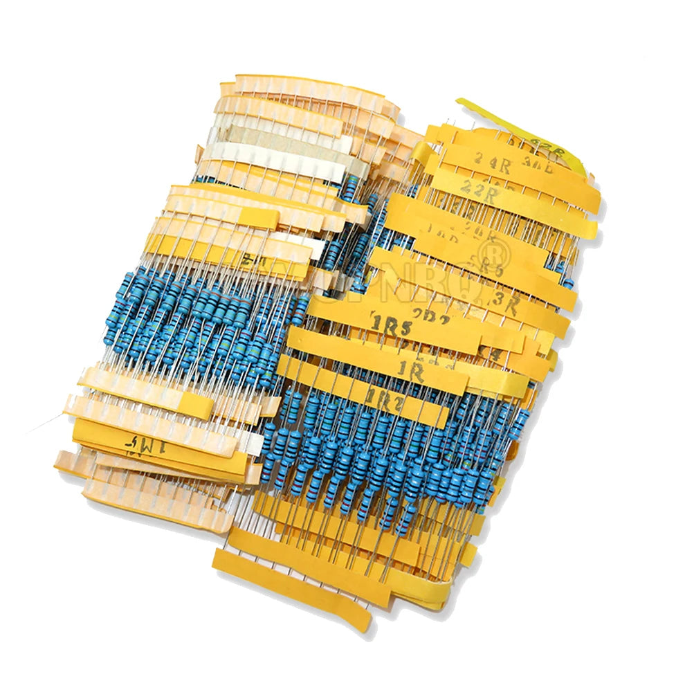 1300PCS 1% Metal Film Resistors 130 Values x 10Pcs 1/2W 0.5W Assorted Pack Kit Set Lot Resistors Assortment Kits Box