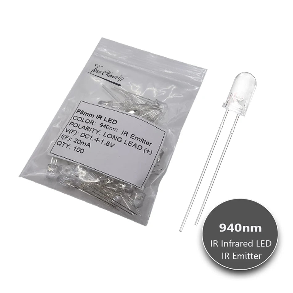 5mm IR LEDs Emitting Diode 850nm 940nm 2pin Infrared Emitter and IR Receiver Diode Phototransistor Photodiode Invisible DIY