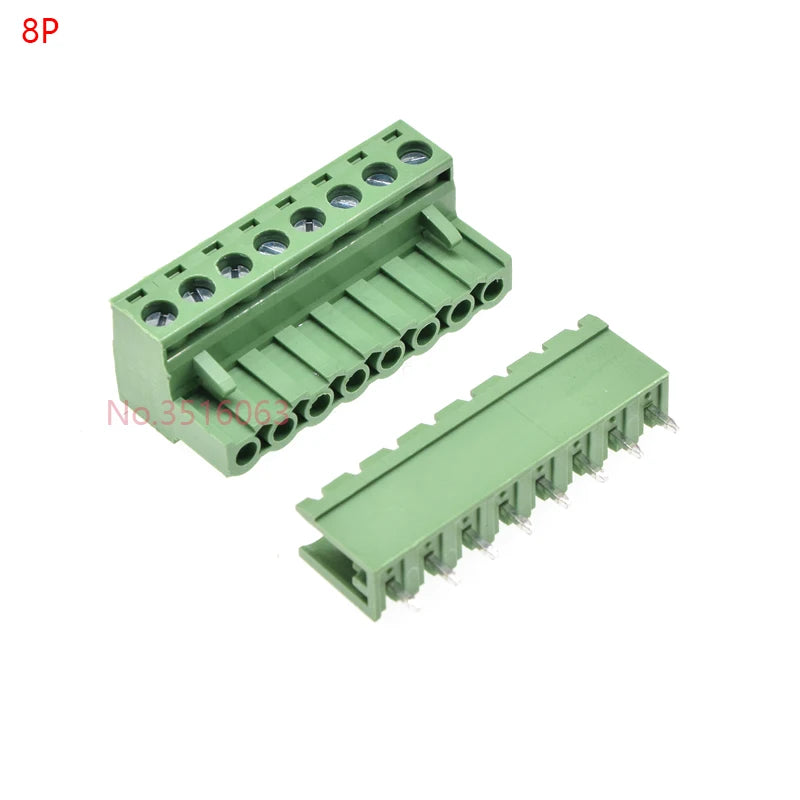 10Sets 2edg 2/3/4/5/6/7/8/9 Pin Screw Terminal Block Connector 5.08mm Pitch Plug + Straight Pin Header Socket For Pcb 2p 3p 4p