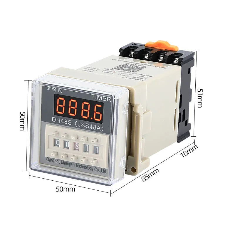 DH48S DH48S-1Z Digital Display Time Relay 220V 24V 12V A Set Of Power On Delay Timer AdjustAble