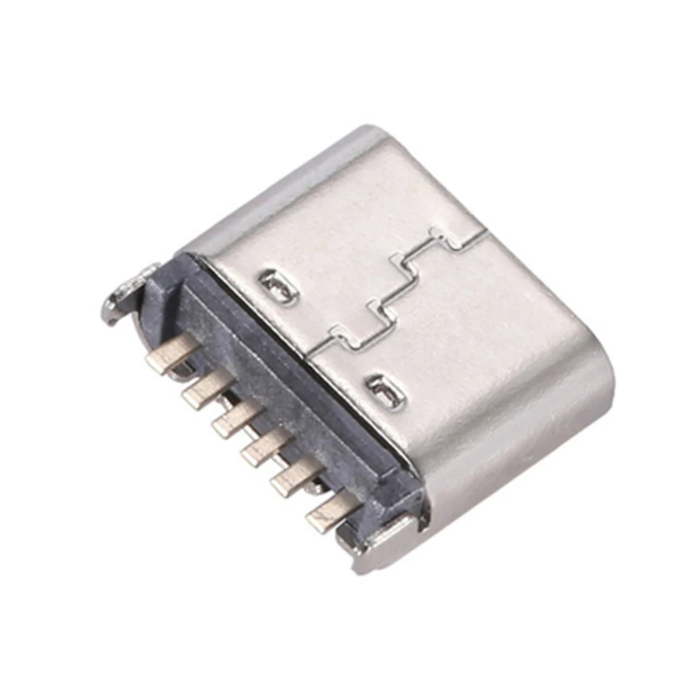 10pcs/lot 6 Pin SMT Socket Connector Micro USB Type C 3.1 Female Placement SMD DIP For PCB Design PD High Current Fast Charge