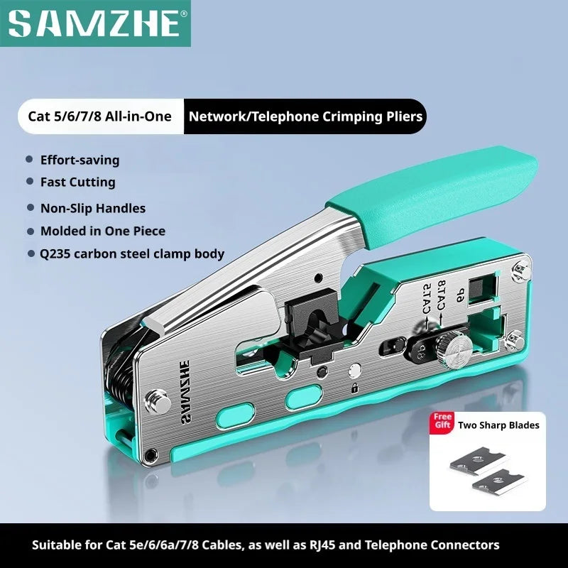 SAMZHE RJ45 Crimp Tool Crimper Cutter for Cat5e/6/7/8 8P 6P Modular Connector Ethernet All-in-one Wire Tool ﻿Ethernet Modular
