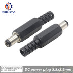 5.5*2.5mm DC Power Supply Male Plug Connector 5.5x2.1mm Female Metal Panel Mount Socket Jack DC Connectors Terminal Adapter