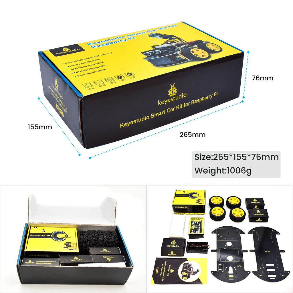 Keyestudio Raspberry Pi 4B Robot Car+5 Megapixels Camera Module Python Programming For Raspberry Pi 4B(No Raspberry Pi Board )