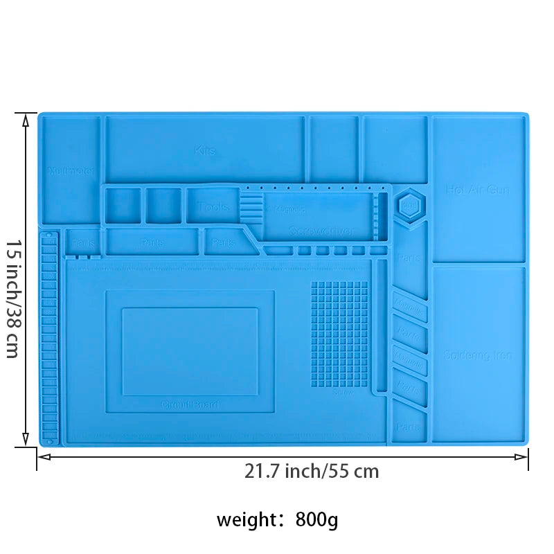 JCD Heat Insulation Silicone Repair Soldering Mat with Scale Ruler and Screw Position for Soldering Iron Phone DIY Welding Tool
