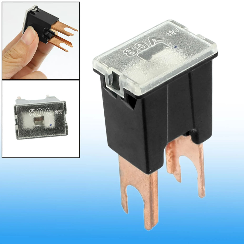 X Autohaux Car Straight Terminal 80A Slow Blow Male 2 Blades Adapter In Pal Fuse Universal Black Auto Accessories
