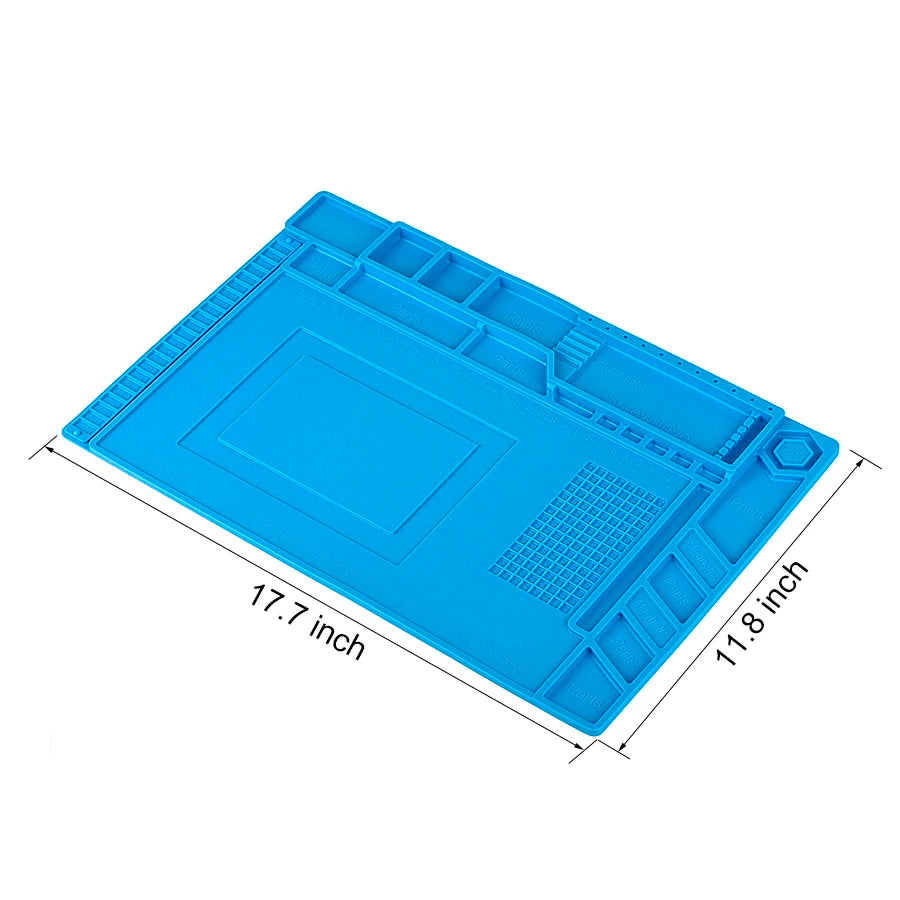 JCD Heat Insulation Silicone Repair Soldering Mat with Scale Ruler and Screw Position for Soldering Iron Phone DIY Welding Tool