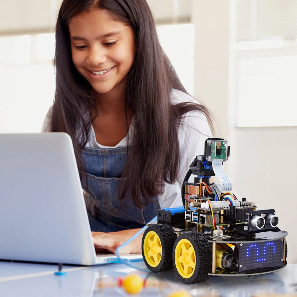 Keyestudio Raspberry Pi 4B Robot Car+5 Megapixels Camera Module Python Programming For Raspberry Pi 4B(No Raspberry Pi Board )