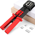 AMPCOM RJ45 Crimp Tool Pass Through Cat5 Cat5e Cat6 Crimper Cutter Stripper for RJ45 RJ12 RJ11 8P 6P End Pass Through connector