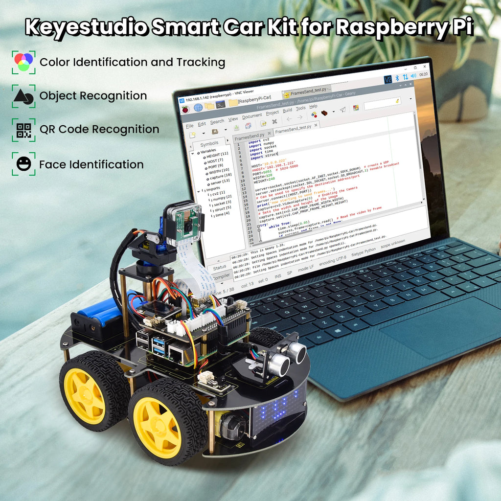 Keyestudio Raspberry Pi 4B Robot Car+5 Megapixels Camera Module Python Programming For Raspberry Pi 4B(No Raspberry Pi Board )
