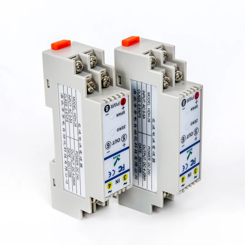 HDH-26 AC Current Transmitter 0-1A 0-5A 0-10A Input 4-20mA 0-5v 0-10V Output DC24V Power AC Current Transducer Sensor