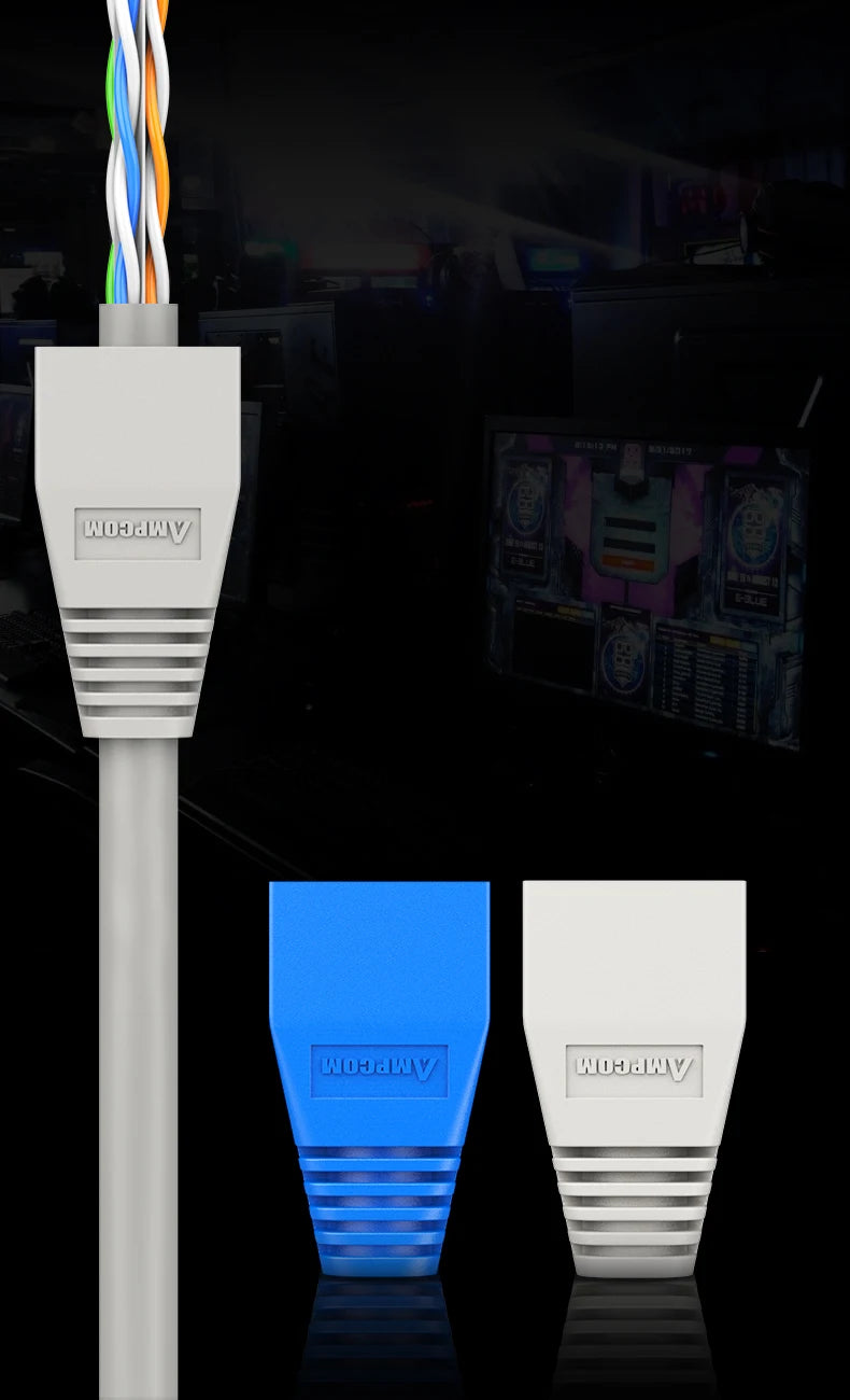 AMPCOM RJ45 Connector Strain Relief Boots Cover for CAT6/5E/5 Ethernet Cable, Plastic Lan Cable Strain Connector Boot Ends Caps