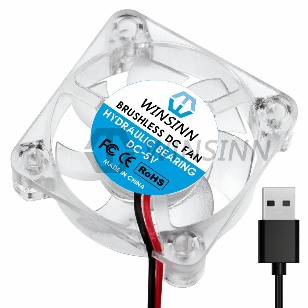 WINSINN 25mm 30mm 40mm RGB Fan USB Color Led DC 5V 12V 24V 2510 3010 4010 Hydraulic Bearing Brushless Cooling 2PIN