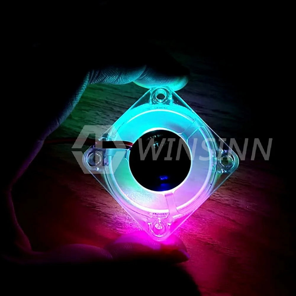 WINSINN 25mm 30mm 40mm RGB Fan USB Color Led DC 5V 12V 24V 2510 3010 4010 Hydraulic Bearing Brushless Cooling 2PIN