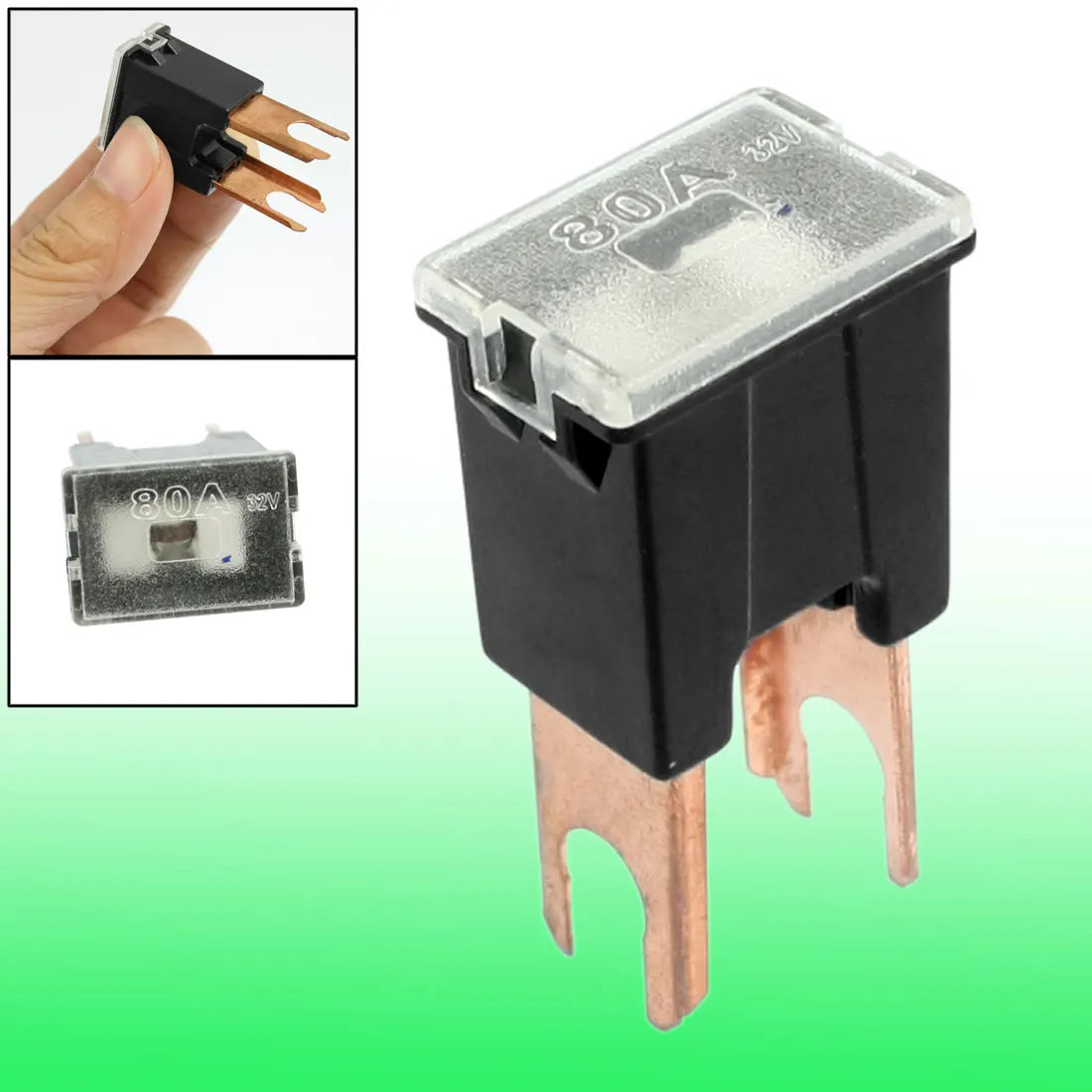 X Autohaux Car Straight Terminal 80A Slow Blow Male 2 Blades Adapter In Pal Fuse Universal Black Auto Accessories