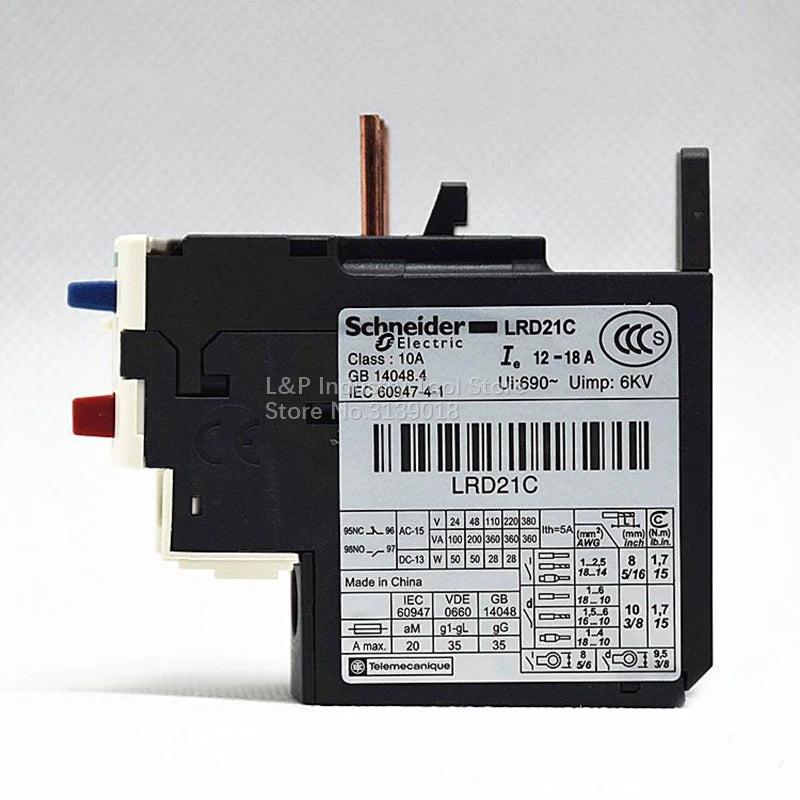 Original Schneider Electric LRD01C-LRD22C Contactor Protection LC1D LRD21C 12-18A Thermal Overload Relay For LC1D18...D38